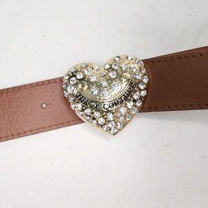 Juicy Couture Rhinestone Heart Belt Brown Faux Leather M/L